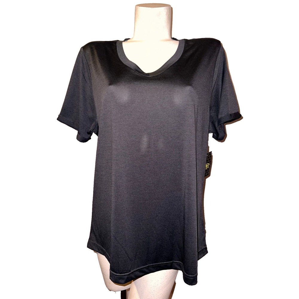 New Athletic Works Womens Charcoal Gray V-Neck Performance T-Shirt XXL 20 NWT